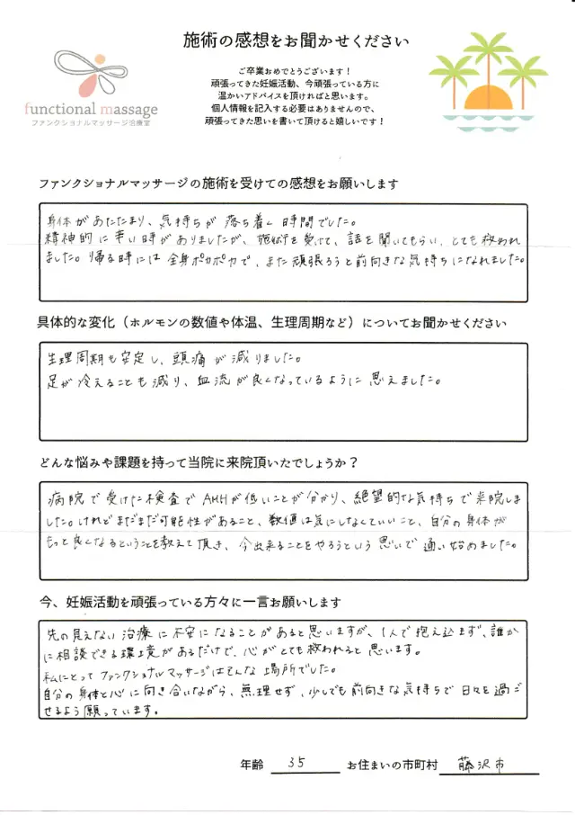 35歳・藤沢市 アンケート