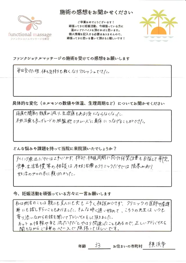 33歳・横浜市 アンケート