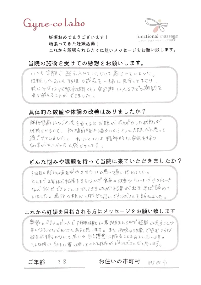 38歳・町田市 アンケート