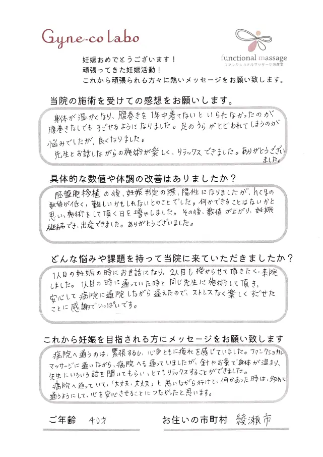 40歳・綾瀬市 アンケート