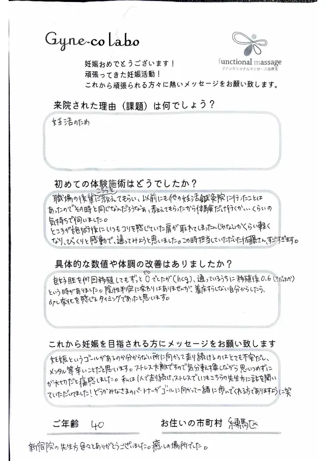 40歳・練馬区 アンケート